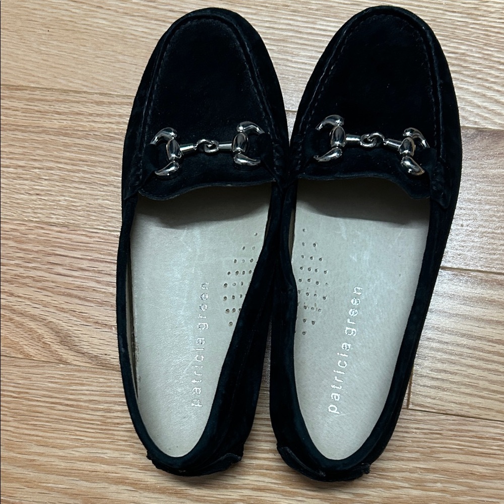 Patricia Green Black Flats with Silver Detailing